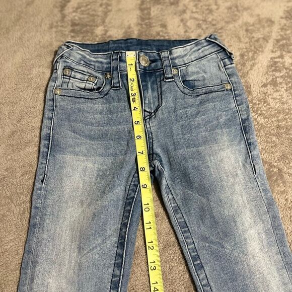 True Religion Girls Blue Denim Jeans Skinny Wash Distressed Size 7 (F6) - Picture 6 of 12